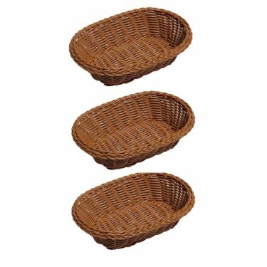 Imagem de Kit 3 Cesta Oval Rattan Lyor Bandeja de Plástico com 24cm