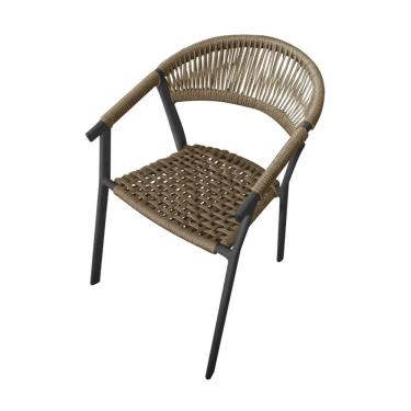 Imagem de Cadeira Decorativa Joana Em Corda Náutica E Base Em Alumínio Preta-rami