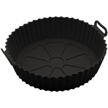 Imagem de Forma Redonda de Silicone para Air Fryer Preta 19 x 8,5 cm Lyor, Preto