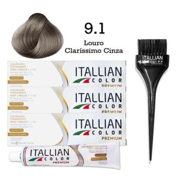Imagem de 3 Unidades Coloração 9.1 Louro Claríssimo Cinza  Itallian Color - Ital