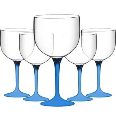 Imagem de Kit 5 Taça Gin Transparente Haste Coloridas Festas Cor:azul - BOCCATI