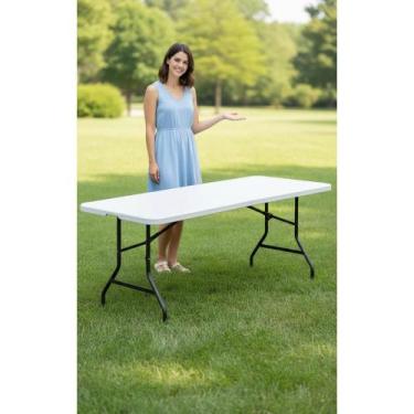 Imagem de Mesa Dobrável Maleta 183x76cm Branco: Estudo/Trabalho Portát - Congrat