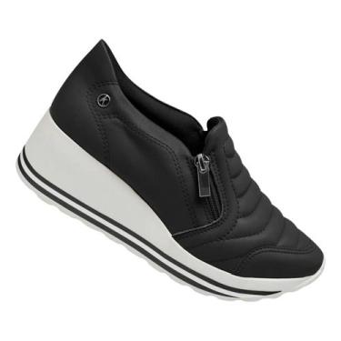 Imagem de Kolosh Tênis Preto Branco Feminino Solado Alto Calce Facil -, Preto, 3