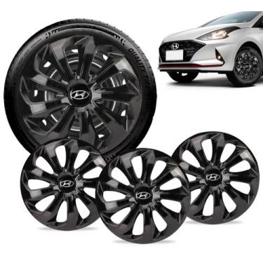 Imagem de Jogo 4 Calotas Velox Aro 15 Preta Hyundai Hb20 Hatch Sedan - Elitte
