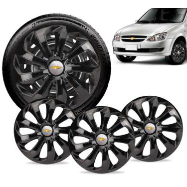 Imagem de Jogo 4 Calota Velox Aro 14 Preta Gm Corsa Celta Meriva Astra - Elitte