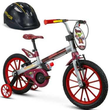 Imagem de Bicicleta Infantil Menino Aro 16 Vingadores com Capacete Preto Marvel