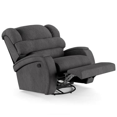 Imagem de Poltrona Do Papai Reclinável Kalie Glider Giratória Fh9 Linho Grafite - Mpozenato