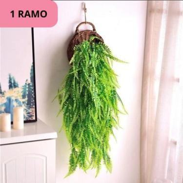 Imagem de Pendente Samambaia 80cm Artificial Toque Real Folhagem Realista Decora