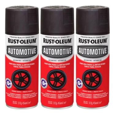 Imagem de 3 Tinta Spray Para Rodas Carro Antiferrugem Metal Rust Oleum, Preto - 