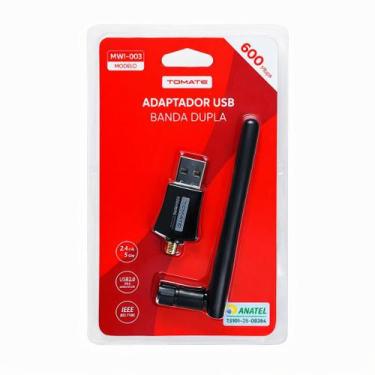 Imagem de Adaptador Wifi Usb 600mbps Dual Band 2.4 5ghz Antena 5dbi - Tomate
