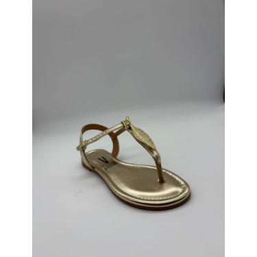 Imagem de Sandália Rasteira Vizzano Feminina Detalhe Metal 6371.174 -, Dourado, 