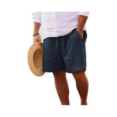 Imagem de Shorts Masculinos plus Size De Linho E Algodão Leves Para Verão, Respi