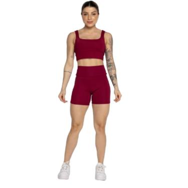 Imagem de Conjunto Top Alça Grossa e Short Smart Bella Fiore Alta Compressão Treino Academia Moda...