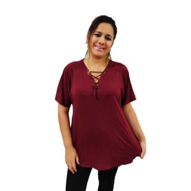 Imagem de Blusa Bata De Malha Cordão No Decote Viscolycra Plus Size G2 - Sarat M