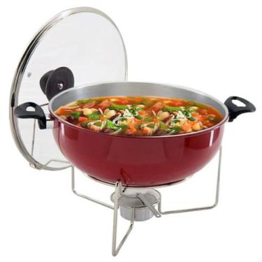 Imagem de Rechaud Vermelho A Álcool Com Tampa De Vidro 6,5l - Gici Home