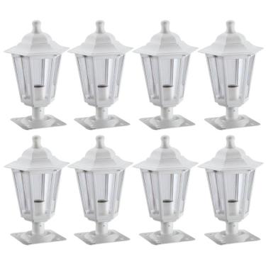 Imagem de Kit 8 Balizadores Jardim Muro Luminária Externa Grega Dital 31cm Clássico Branco