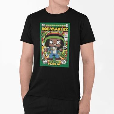 Imagem de Camiseta Poster Pop Style Inspiração BOB MARLEY Estampa DTF 100% Algod