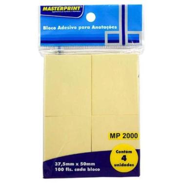 Imagem de Bloco de Notas Adesivo Amarelo 37,5x50mm Com 4 Blocos de 100 Folhas Ca