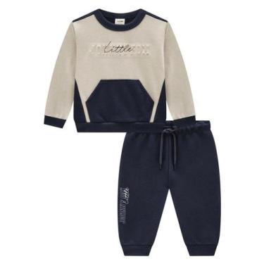 Imagem de Conjunto Blusa Calça Moletom com Bolso Menino Jhonny Fox, GG, Azul