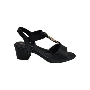 Imagem de Sandália Feminina Salto Médio Social Com Elástico Elegante Comfortflex