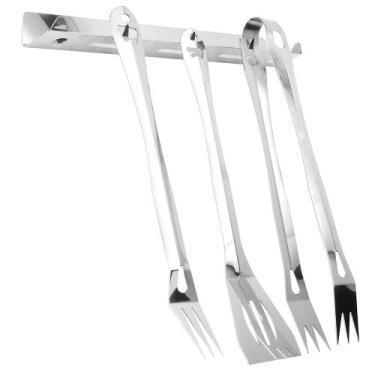 Imagem de Kit Churrasco com Suporte - 100% - Inox - Maxx Diamond