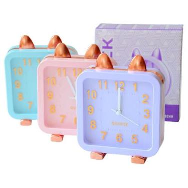 Imagem de Relógio de Mesa Despertador Analogico Rosa Azul e Roxo - Interponte, R