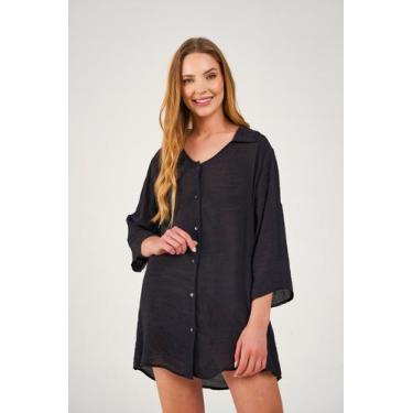 Imagem de Saída De Praia Chemise - Praqnome, Preto, 4G