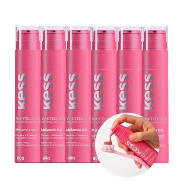 Imagem de Kit Gel Dental Kess Whitedelicious Melância Ice Transparente 6 Unidade