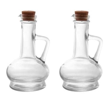 Imagem de Kit 2 Galheteiros De Azeite Vinagre Vidro Com Tampa Cortiça 250ml - OX