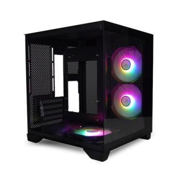Imagem de Gabinete matx brazilpc gamer aquario bpc-240 black com 3 cooler arco i