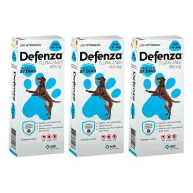 Imagem de Kit 3 Defenza Antipulgas Carrapatos Cães de 20kg A 40kg - MSD