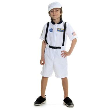 Imagem de Fantasia Astronauta Branco Curto Luxo Infantil com Boné - Sulamericana