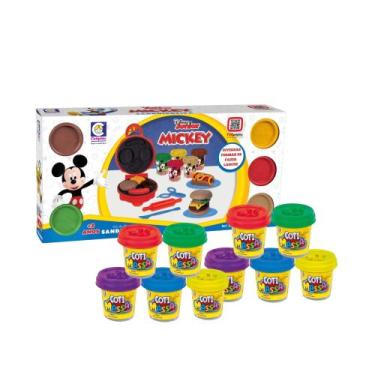 Imagem de Kit Brinquedo Infantil Massinha de Modelar Mickey Disney Sanduicheira 