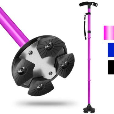 Imagem de Bastão de caminhada dobrável RUNZI com luz LED ajustável Quad Base