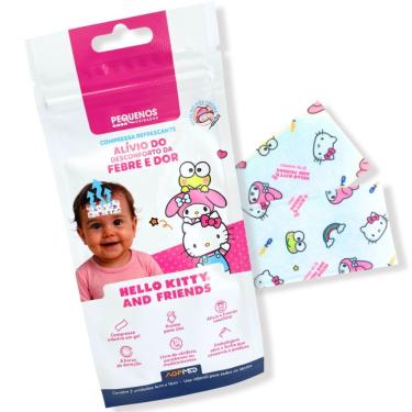 Imagem de Compressa Refrescante Adesiva em Gel Agpmed Hello Kitty And Friends para Alívio da Febre e Dor Infantil 2 Unidades
