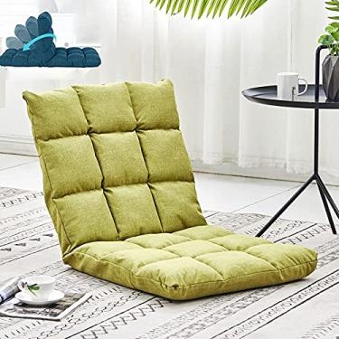 Imagem de Diumy Cadeira de chão com suporte para as costas, cadeira de descanso dobrável e preguiçosa, 5 engrenagens ajustáveis tatami, cadeira de leitura reclinável para sala de estar, quarto, verde, 100 x 50 cm
