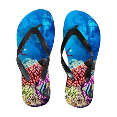 Imagem de Chinelo fino feminino debaixo d'água World Corals Tropical Beach Thong Sandals confortável Summer Travel Slippers para homens, Multicor, 10-11 Narrow Women/8-9 Narrow Men