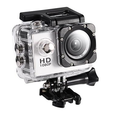 Imagem de Mugast Câmera de ação 4K à prova d'água 30 m câmera de vídeo DV para esportes ao ar livre 1080p Full HD LCD Mini filmadora com baterias recarregáveis de 900 mAh e kits de acessórios de montagem (branca)