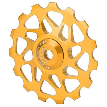 Imagem de Bnineteenteam Polia de câmbio traseiro de bicicleta de montanha 15T, roda guia de rolamento de cerâmica (dourada)