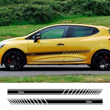 Imagem de MVMTVT 2 peças para Renault Clio esporte carro porta lateral listras adesivos corrida decoração de corpo gráficos vinil decalques para carro acessórios