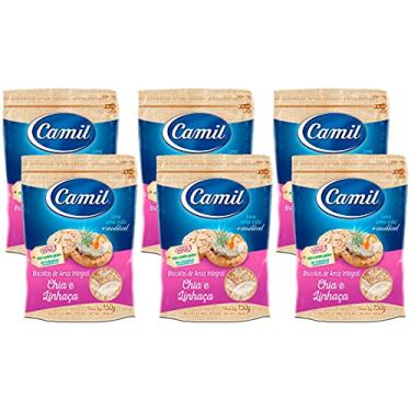 Imagem de Kit 6 Biscoito Arroz Sem Glúten Chia Linhaça Camil 150g
