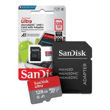 Imagem de Cartão de Memória Micro sd Sandisk Ultra 128GB Classe 10 100MB/s - SDSQUAR-128G-GN6MA