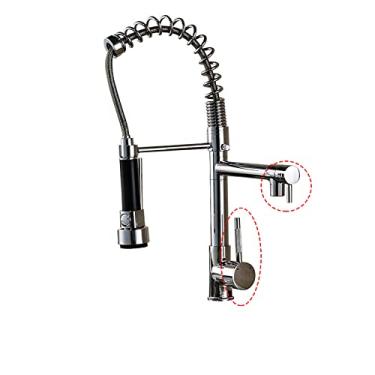 Imagem de Torneira de cozinha de bico duplo 360 graus de rotação primavera pull down pulverizador deck montado torneira de pia de cozinha misturador torneiras, cromo C, China