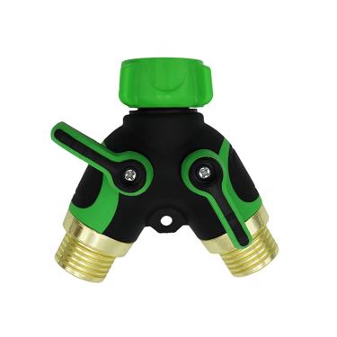 Imagem de C/H Divisor de jardim de 2 vias, conector de torneira de mangueira de 2 vias, divisor de torneira de água com válvula dupla em Y, adaptador de torneira com arruelas de borracha