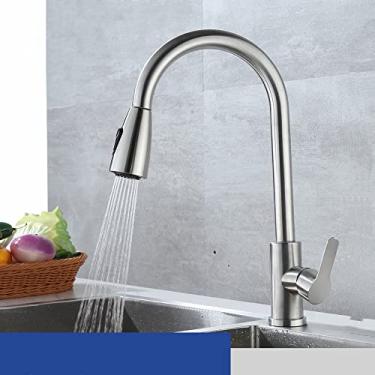 Imagem de Torneira de cozinha removível cromado preto bico de furo único torneiras misturadoras de água de cozinha 360 rotações córrego pulverizador cabeça torneira misturadora, quente e frio A, China