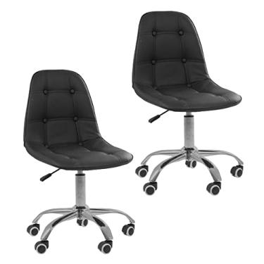 Imagem de Kit 02 Cadeiras Office Eiffel Botonê Ajustável Base Giratória cor:preto