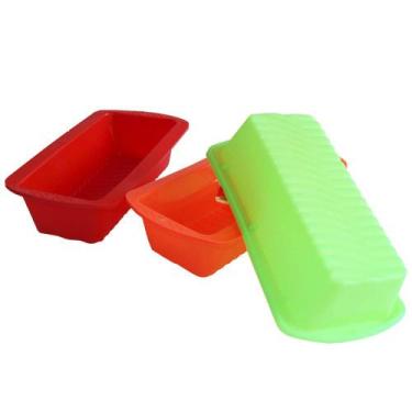 Imagem de Forma De Silicone Para Bolo Pão Retangular Colors 26X14x6cm - Kopeck