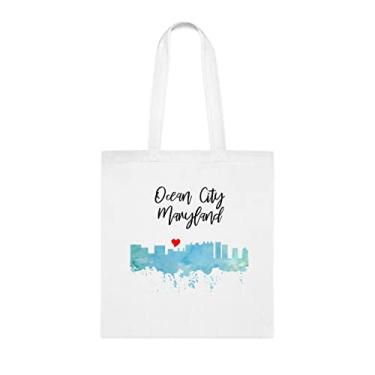 Imagem de Sacola Ocean City Maryland, presente divertido, bolsa de ombro, bolsas reutilizáveis, cesta de Natal de aniversário, ideia de presente, Branco