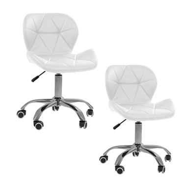 Imagem de Kit 02 Cadeiras Giratórias Office Eiffel Slim Ajustável cor:branco