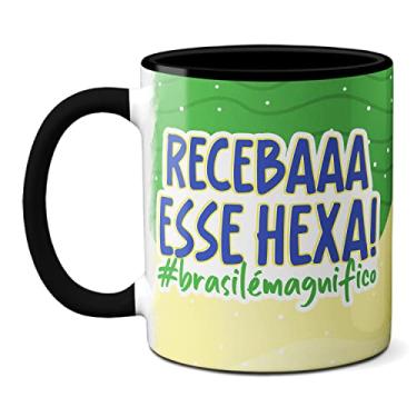 Imagem de Caneca Receba Esse Hexa Graças A Deus Pai Brasil É Magnífico (Preta)